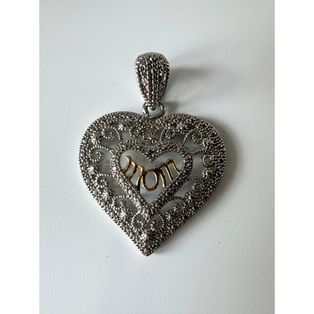 925 sterling silver filigree mom heart Pendant